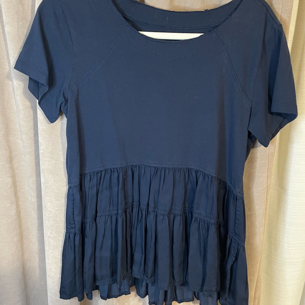 ANTHROPOLOGIE- Navy Blue Women's Top